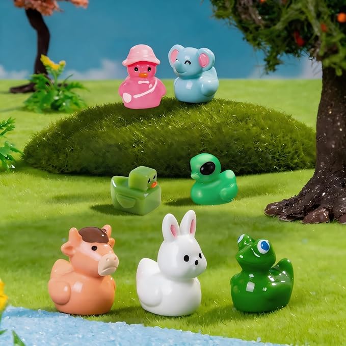 70 Styles Mini Resin Ducks, Tiny Ducks to Hide, Resin Animal Miniature Figurines for Fairy Garden, Mini Landscape, Dollhouse Accessories, DIY Crafts, Easter Scatter, Terrarium & Home Decor