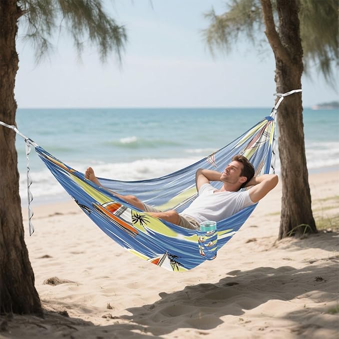 Seaside Sailboat Summer Scene 330lb Capacity Hammocks Indoor Hammock for Outside Patio Garden Base de hamaca para adultos