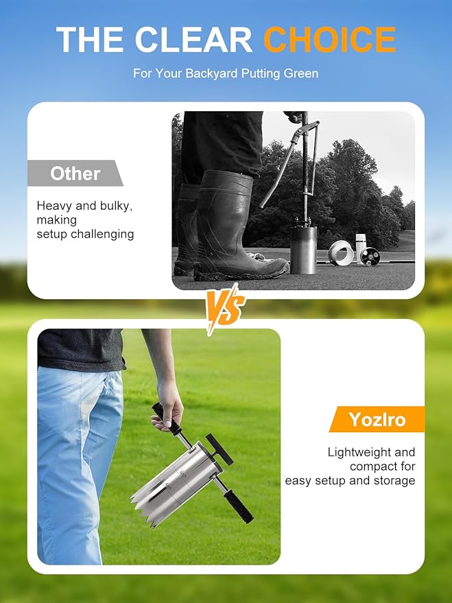 Portable Golf Hole Cutter – Detachable Non-Slip Handle, 4Inch & 6Inch USGA Standard 304 Stainless Steel Hole Digger, Backyard, Garden & Outdoor Golf Putting Green Practice