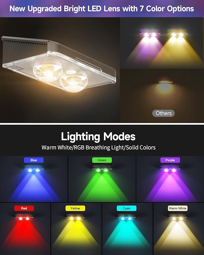 Solar Fence Lights 12 Pack, Outdoor IP65 Waterproof LED, RGB Fence Lights Solar Powered 7 Colors, for Wall, Patio, Deck, Backyard, Garden, Pool, Railing