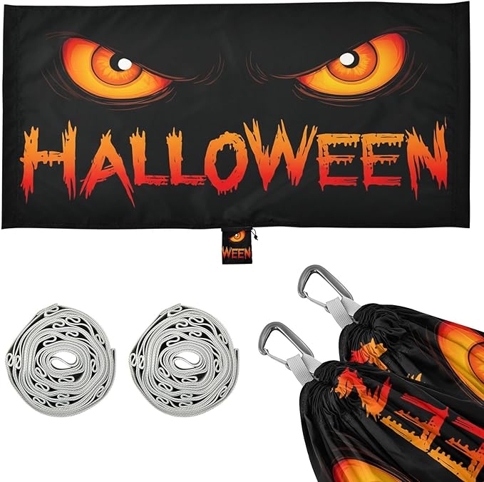 Hammocks for Outside Halloween Orange Eyes Camping Hammock Portable Hammocks with Tree Straps and Carry Bag Camping Accessories for Hiking Beach Outdoor