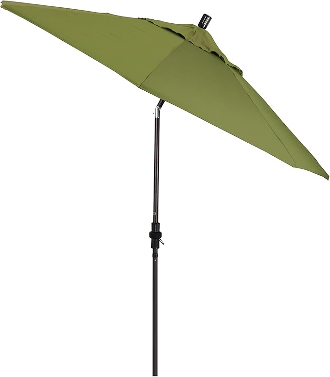 California Umbrella 9' Round Aluminum Pole Fiberglass Rib Market Umbrella, Crank Lift, Collar Tilt, Bronze Pole