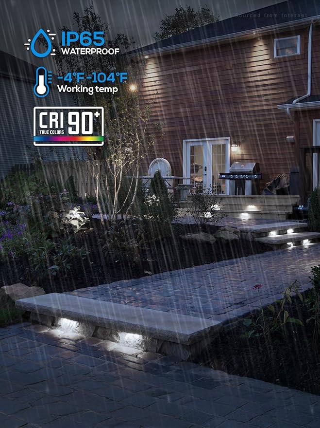 LEONLITE 7 Inch LED Hardscape Lighting, Update Retaining Wall Lights, LED Landscape Lighting, 12-24V AC/DC Paver Light Low Voltage, 3W/4W/5W Dimmable Outdoor Step Lights, 5000K Daylight, ETL, 4 Pack