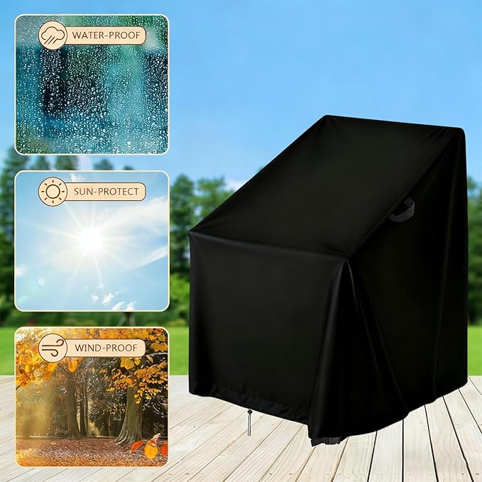 High Back Patio Chair Cover,Waterproof Covers for Stackable Dining Chairs,Outdoor Patio Furniture Seating Set Shield (43"W x 42"D x 42"H,1-Pc)