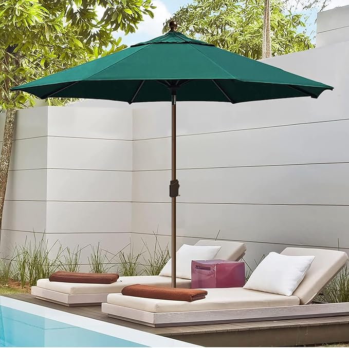 EliteShade USA 10-Year-Non-Fading 10Ft Market Patio Umbrella, UPF 50+ UV Protection Performance Sun Umbrella, Heavy Duty Commercial Grade Outdoor Table Umbrella with Crank & Tilt, Windproof Vented Top for Garden, Pool, Deck and Outdoor Playsets, Forest...