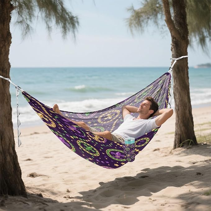 Hammocks for Outside Mardi Gras Elements Camping Hammock Portable Hammocks with Tree Straps and Carry Bag Camping Accessories for Hiking Beach Outdoor
