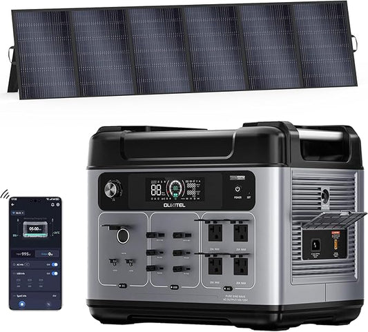 OUKITEL P2001 Pro 3200W Power Station with 500W Solar Panel, 2048Wh Solar Generator with 4x6400W Peak AC Outlets, 1.5H Full Charging, APP Control LiFePO4 Battery for Camping RV HomeB ackup