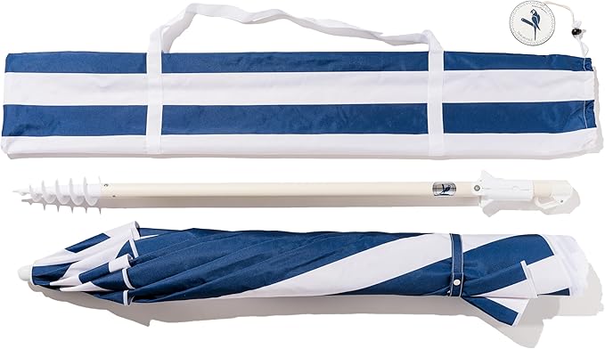 Business & Pleasure Co. Margaritaville Manana Umbrella - 6.5' Beach Umbrella Sand Anchor, 7' Tall Telescopic Aluminum Pole, UPF 50+