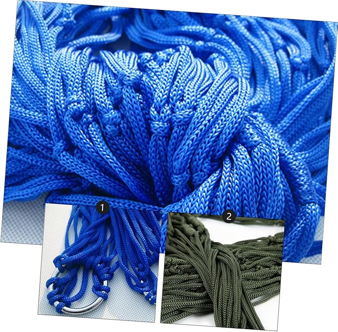 2pcs Lightweight Nylon Rope Hammocks for Outdoor Leisure Portable Camping Swing Beds in Blue for Travel Hiking and Relaxation