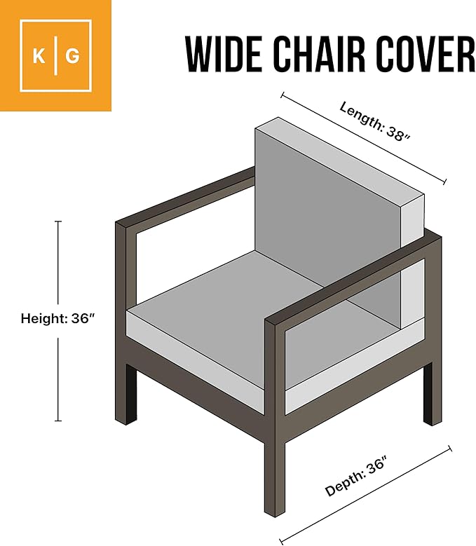 KHOMO GEAR Outdoor Chair Cover Patio Furniture Cover Waterproof Heavy Duty (Brown - Wide)