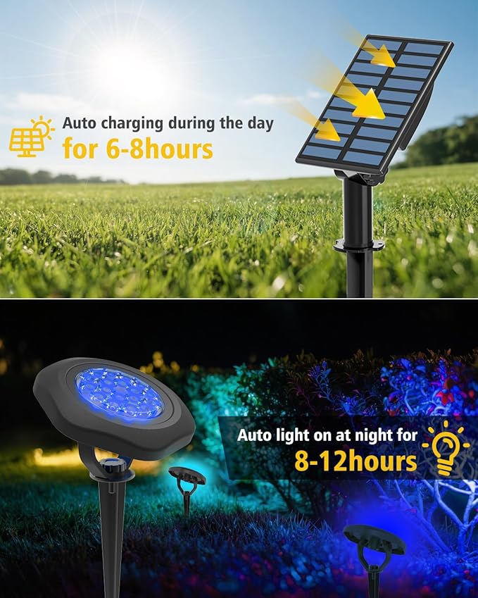 CORESLUX Solar Spot Lights Outdoor Waterproof IP68, 3-in-1 LED Color Changing Solar Landscape Lights, 2 Light Modes Pond Lights Landscape Path Lights for Outside Garden Yard Pond Pathway