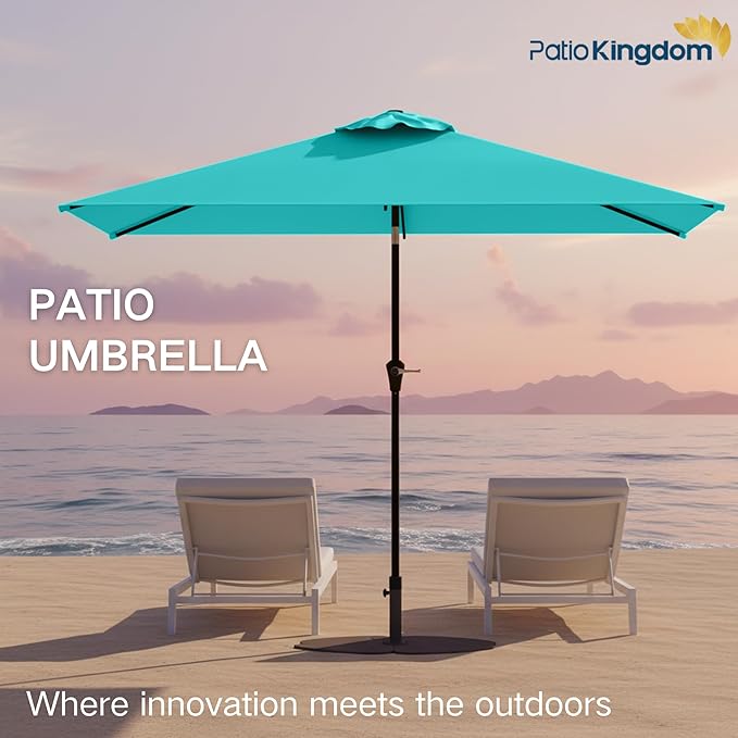 6.5'x10' Rectangular Patio Outdoor Umbrella,Large Coverage with Push-Button Tilt & UV Protection,Sturdy Ribs for Deck,Lawn,Pool,Backyard