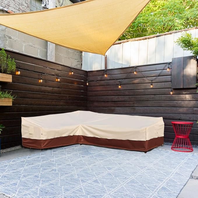 Outdoor Sectional Cover-L-Shaped Patio Furniture Covers Waterproof Rip-Stop Anti-UV 600D Outdoor Couch Sofa Cover with 3 Air Vents, Left-facing, 83''L(104''L)32''D 31''H