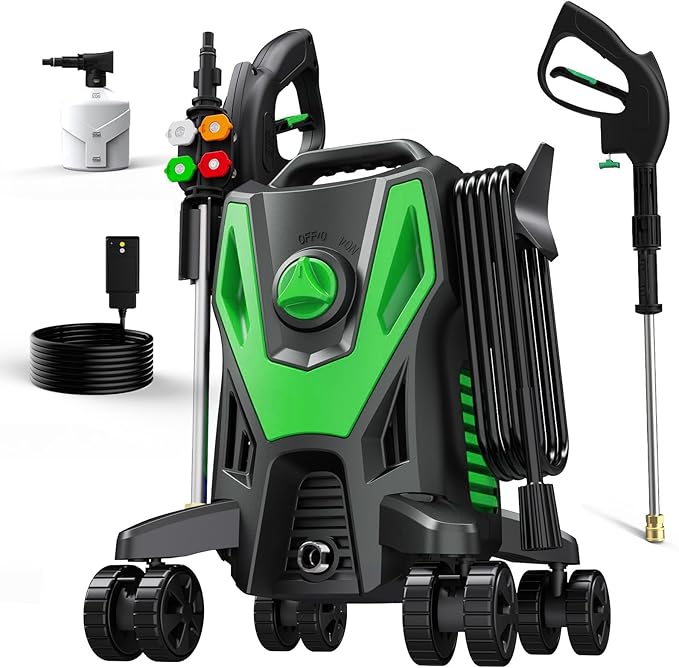 5000PSI PowerWasher with 4 Quick Connect Nozzles, Foam Cannon for Car, Lane, Patio Cleaning