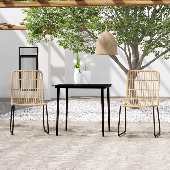 Backyard Furniture Patio Conversation Sets Outdoor Seating 3 Piece Patio Dining Set Oak Suitable for Swimming Pool, Courtyard, Garden