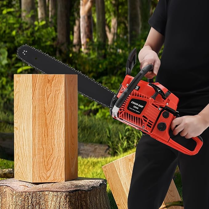 20 Inch Chainsaw Gasoline Powered 58cc 2-Stroke Engine, 20" Manganese Steel Bar & Chain, 17.64lbs Lightweight Professional Chainsaw for Tree Cutting, Wood Logging, Forest Landscaping