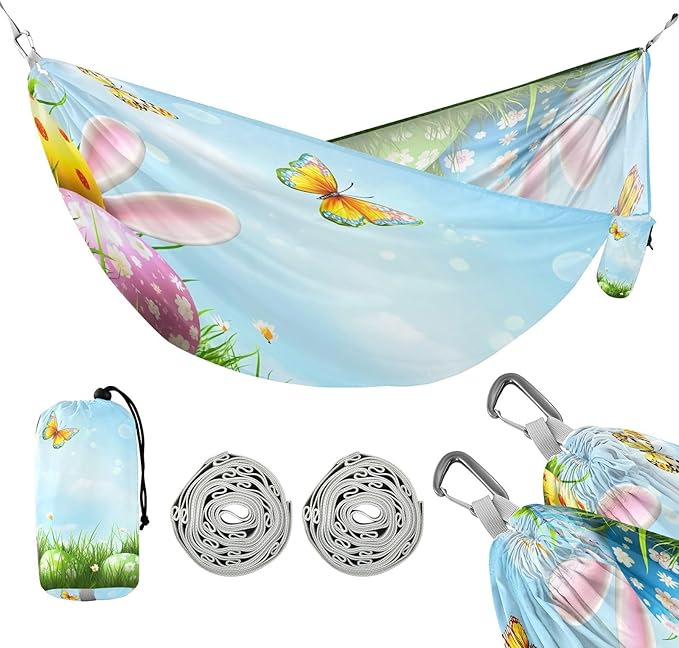 Hammocks for Outside Easter Background Camping Hammock Portable Hammocks with Tree Straps and Carry Bag Camping Accessories for Hiking Beach Outdoor