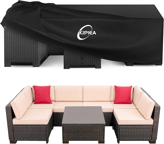 Kipiea Patio Furniture Covers Waterproof Winter, Heavy-Duty 420D Outdoor Patio Furniture Set Covers, No Tears Anti UV No Fading (79" L x 63" W x 28" H)