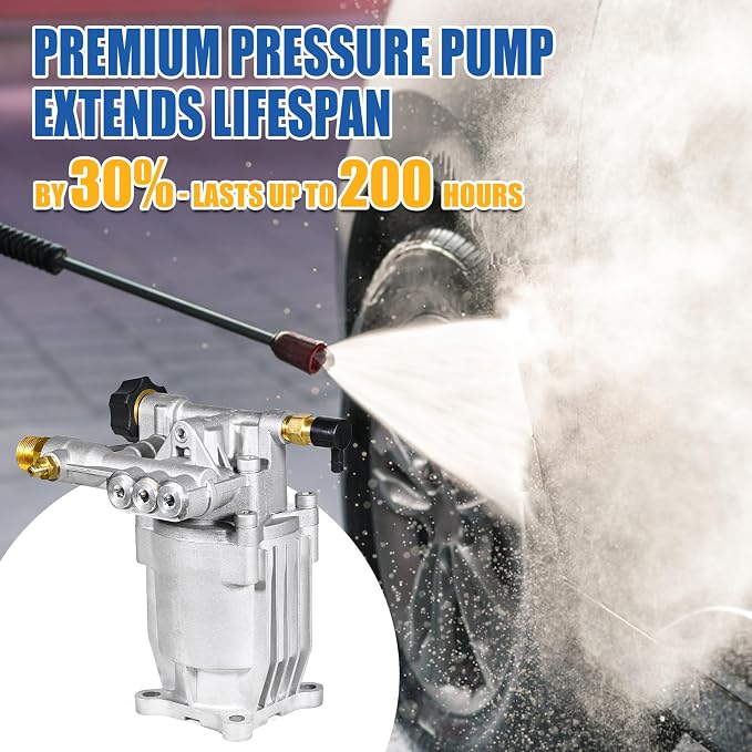TOOLCY Pressure Washer Pump and Hose Kit, 3/4" Shaft 3200 PSI 2.5 GPM Pump, 50 FT 1/4" Kink Resistant Hose with M22-14mm and 3/8" Quick Connect, Compatible with Honda Simpson