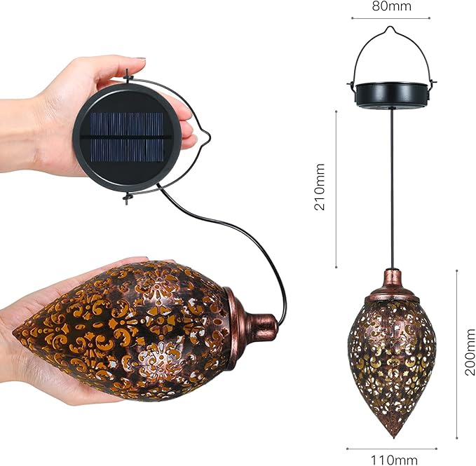 Tomshine Hanging Solar Lights Solar Lantern LED Garden Lights Metal Lamp Waterproof for Outdoor Hanging Decor