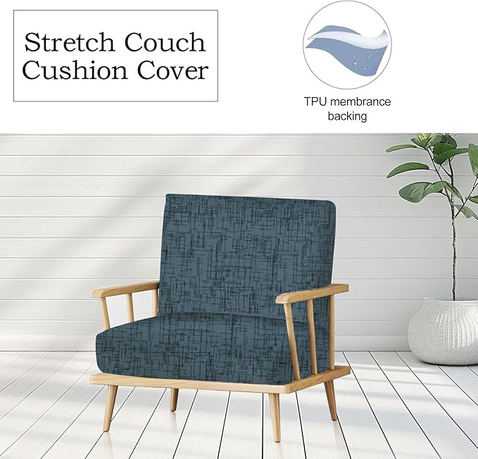 CALBODE 8Pcs Stretch Patio Cushion Covers Outdoor Couch Cover Replacement,Outdoor Textured Sofa Covers for Patio Couch,Washable Furniture Cover (Navy Blue,Cushions Not Included)