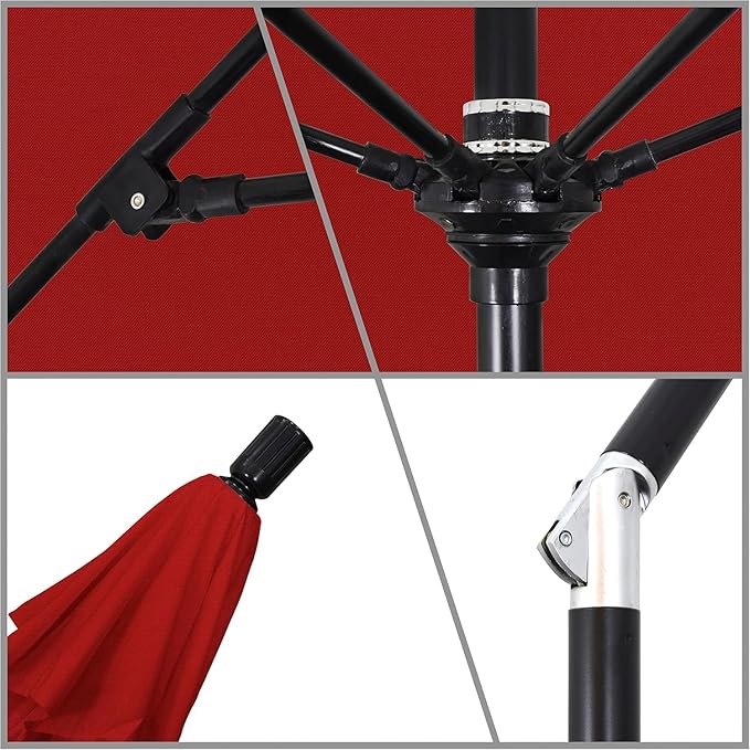 California Umbrella 9' Round Crank Lift, Collar Tilt, Aluminum Pole, Fiberglass Rib Patio Umbrella,