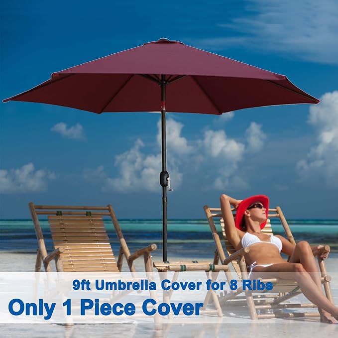 Patio Umbrella 9 ft Replacement Canopy for 8 Rib，Patio Umbrella Replacement Canopy Market Umbrella Top Fit Outdoor Umbrella Canopy（Only the top cover）