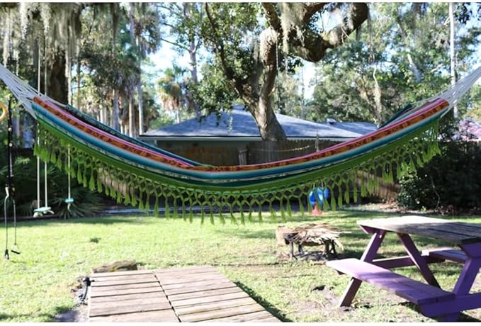 Double Hammock, Portable Hammock Chair, Lightweight Outdoor Hammock, Handwoven Breathable Weave, Supports 480lbs, Hammock for Indoor & Outdoor Relaxation