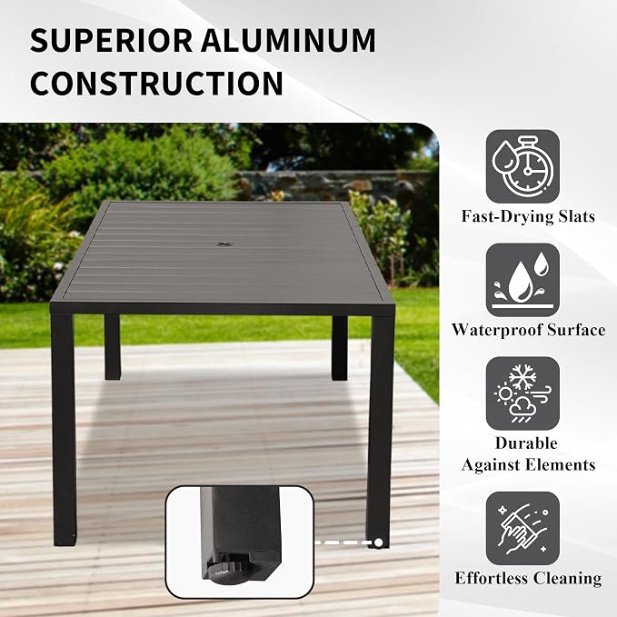 Patio Dining Table, Square, 4-Seater, Brown