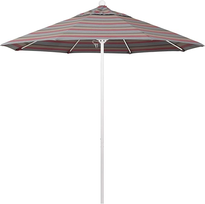 California Umbrella 9' Round Aluminum/Fiberglass Umbrella, Push Open,