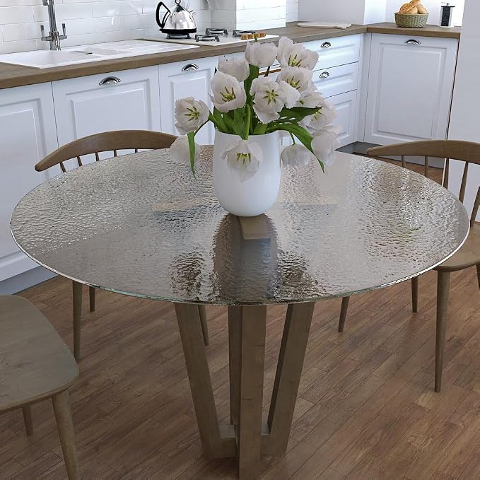 Royalty 60" Inch Round Tempered Glass Table Top – Clear Table Top Glass – Useful for Replacement, Tabletop Protector, Patio, Dining, Coffee, Desks -1/4" Aqualite Polished Edge