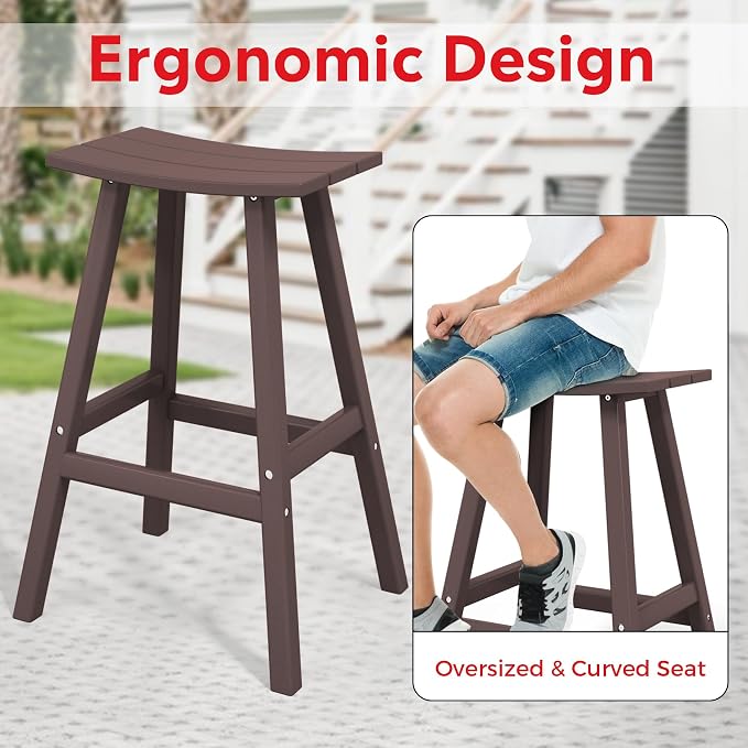 Costaelm Outdoor Bar Table, 42" Counter Height Round Patio Cocktail Bar Table, Patio Bar Table 3-Pieces Set Bistro Dining Table Pub Table for Deck, Backyard, Garden, Dark Brown