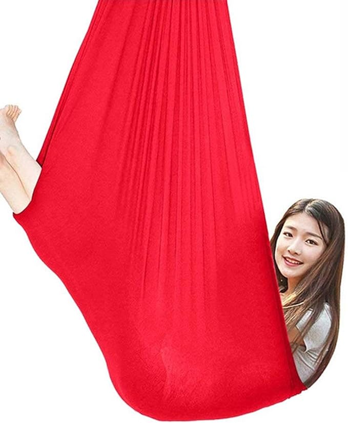 Sensory Swing for Kids Hanging Hammock Indoor Hammocks for Children Sensory Integration Outdoor Camping (1 Meter/1.5Meter) (Color : Red, Size : 100 x 280 cm (L x W))