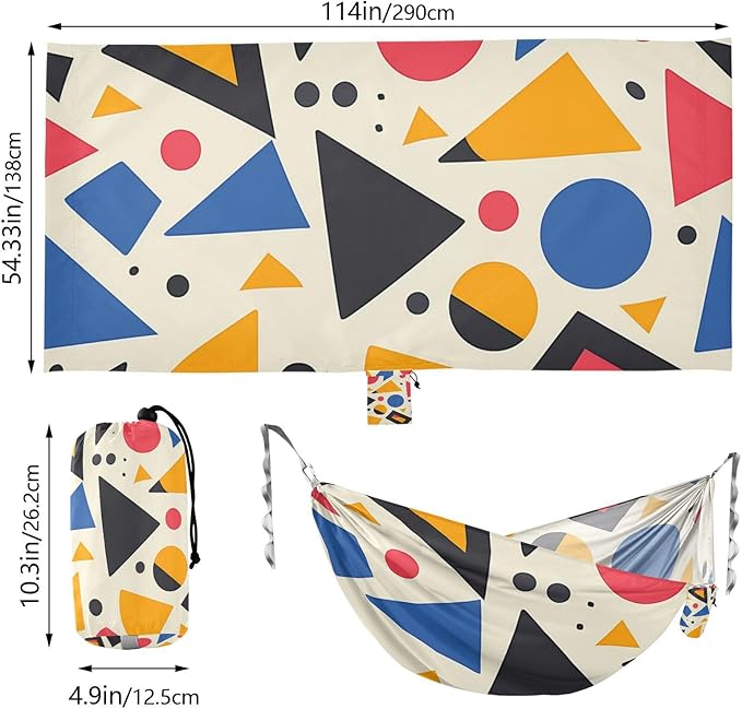 Cartoon Childish Irregular Polygon Pattern Colorful 330lb Capacity Hammocks Portable Hammock for Indoor Outdoor Patio Base de hamaca para adultos
