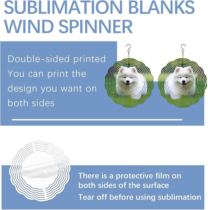 20 Pcs Sublimation Wind Spinner Blanks 10 Inch Round Aluminum Metal Wind Spinners Product Outdoor Garden Decoration for Heat Press Transfer Sublimation Blank Wind Spinners