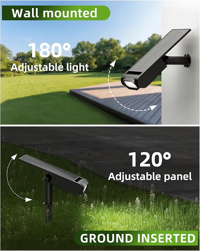 Solar Spot Lights Outdoor, Waterproof IP67 12 Color Modes Landscape Light with Remote, 2-in-1 Color Changing/Cool/Warm White Solar Lights Outdoor for Yard Trees Garden Pool Multicolor, 2 Pack
