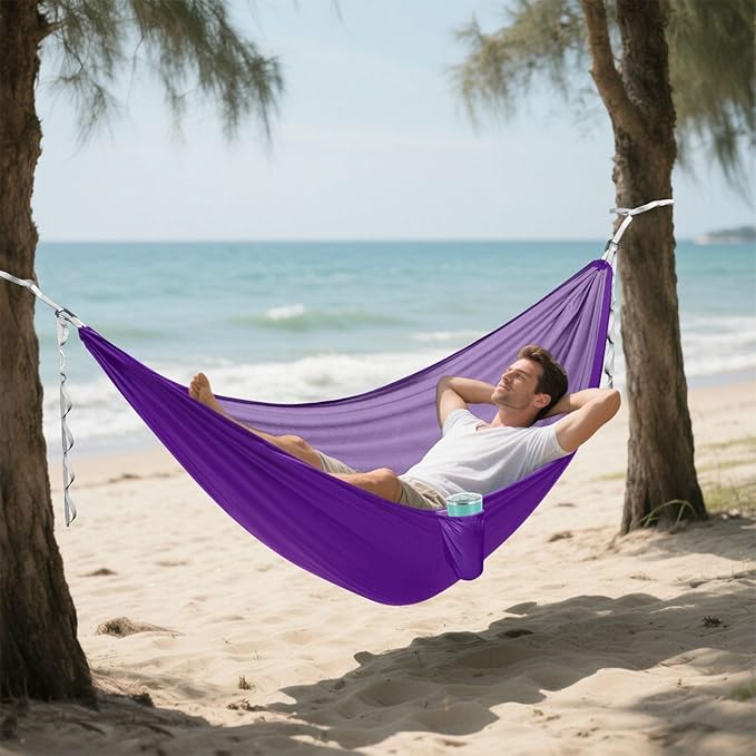 Indigo Solid Color Pure Plain Purple 330lb Capacity Camping Hammock Indoor Hammock for Outside Beach Patio Garden hamacas para Patio