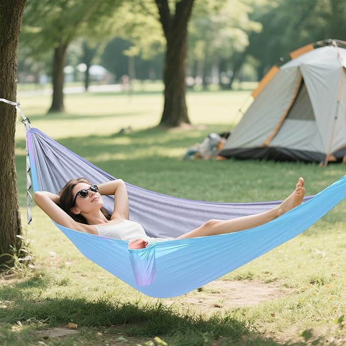 Blue-Purple Gradient 330lb Capacity Outdoor Hammock with Hanging Rope Indoor Hammock for Indoor Outdoor Patio Base para hamacas