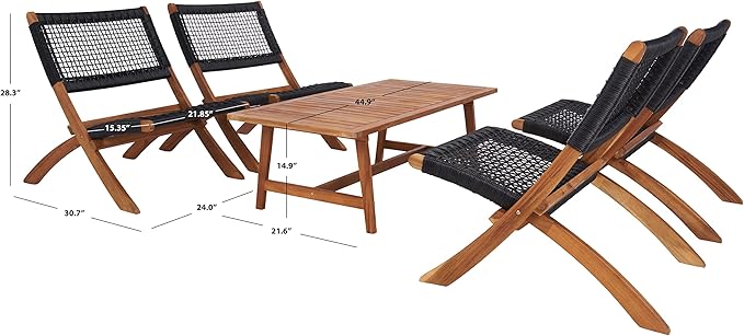 SAFAVIEH Outdoor Collection Blaze Natural/Black 5-Piece Conversation Patio Set