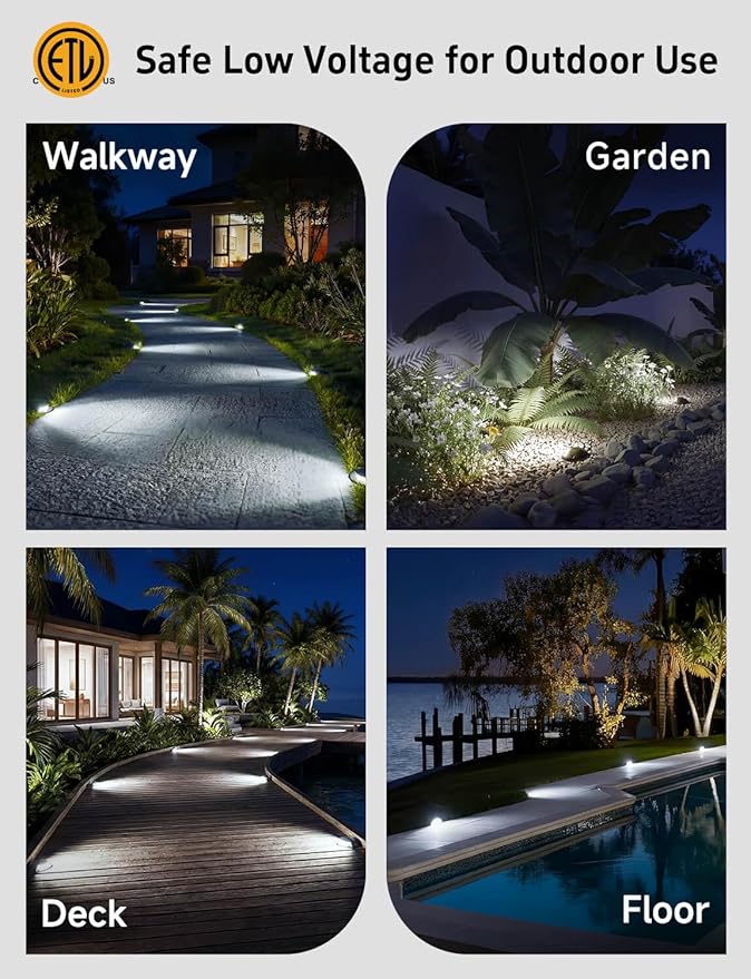 Gardenreet Landscape Low Voltage Well Light - Brass LED Electric 12V in-Grade Lighting, Replaceable Bulb Wired Fixture, Antique Bronze for Patio Yard Pathway with 5000K Daylight White MR16 Bulb