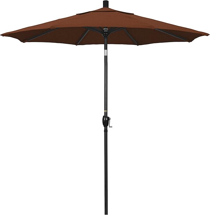 California Umbrella 7.5' Round Aluminum Market Umbrella, Crank Lift, Push Button Tilt