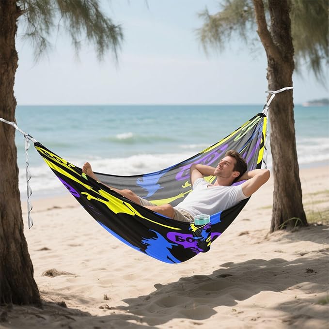 Hammocks for Outside Halloween Witch Camping Hammock Portable Hammocks with Tree Straps and Carry Bag Camping Accessories for Hiking Beach Outdoor