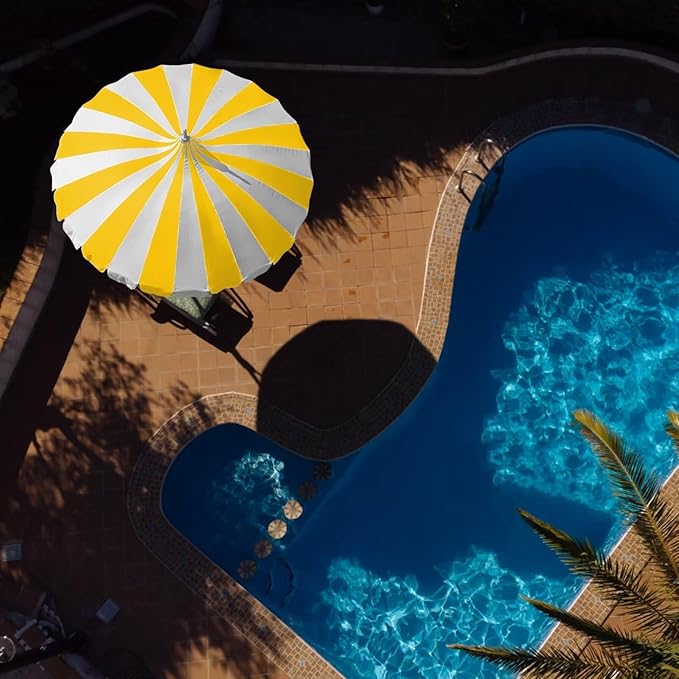 8Ft Patio Pagoda Umbrella, UV Protect Pool Umbrellas with Heavy Duty Pole, Outdoor Market Umbrella for Holiday Garden Backyard