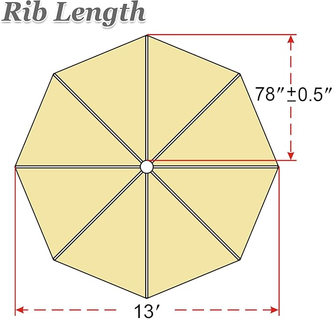 Replacement Patio Umbrella Canopy Cover for 13ft 8 Ribs Umbrella Taupe (CANOPY ONLY) (Beige)