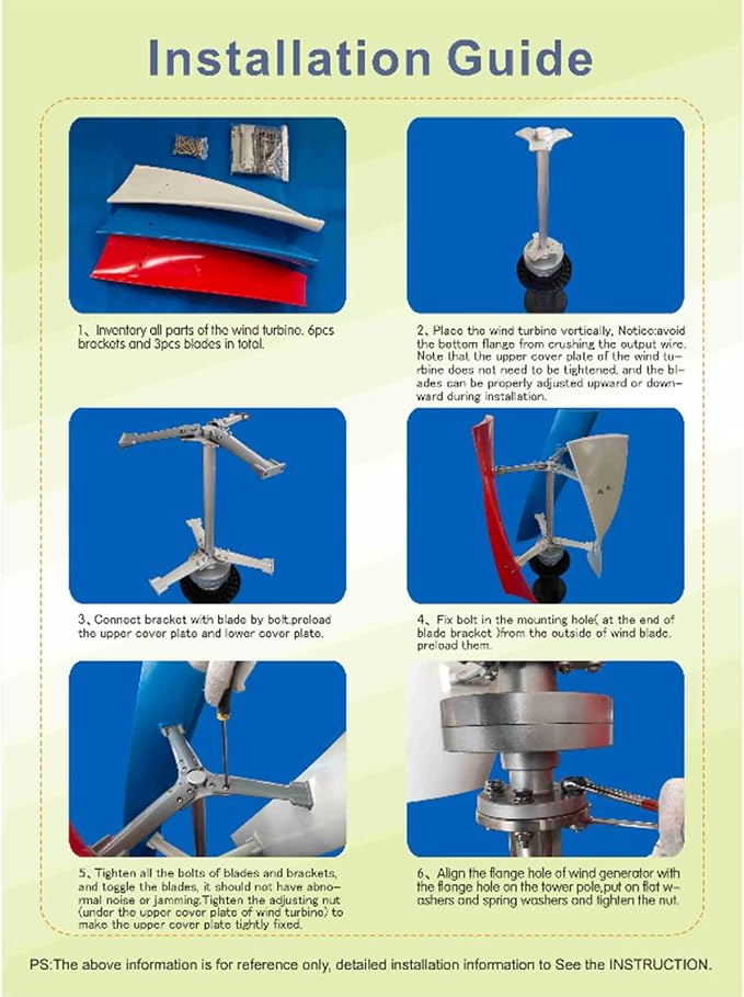 Vertical Wind Turbine Generator, 6000W 12V 24V 48V 3 Blades No Noise Magnetic Levitation Upright Wind Generator with Controller for Outdoor Garden
