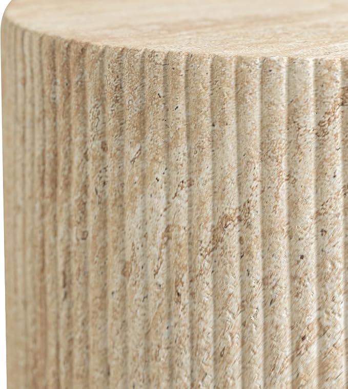 LeisureMod Eden Modern Side End Table – Indoor and Outdoor Accent Table for Living Room, Bedroom, Patio, Balcony, Porch, Garden, Small Spaces in Travertine