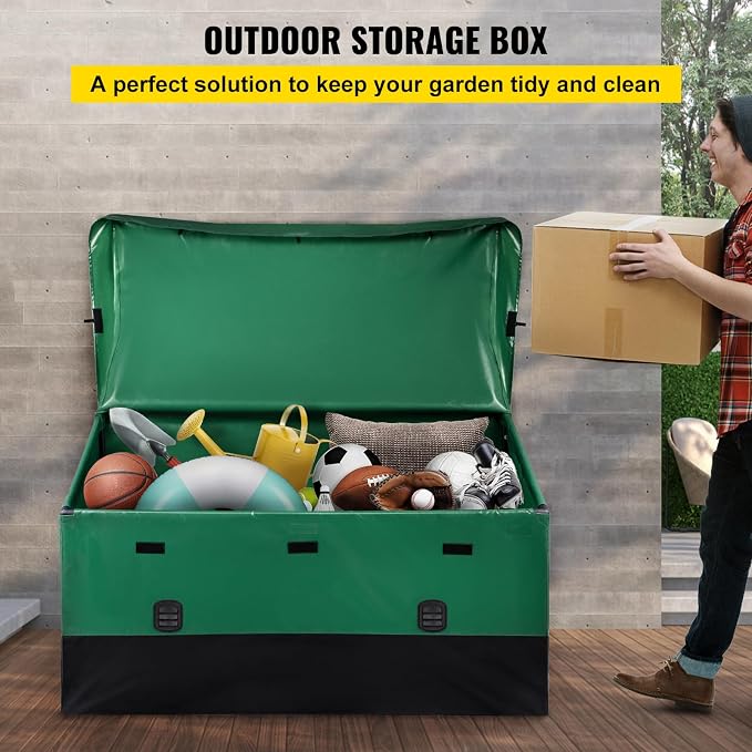 Happybuy 230 Gallon Outdoor Storage Box, Waterproof PE Tarpaulin Deck Box, Patio Garden Organizer