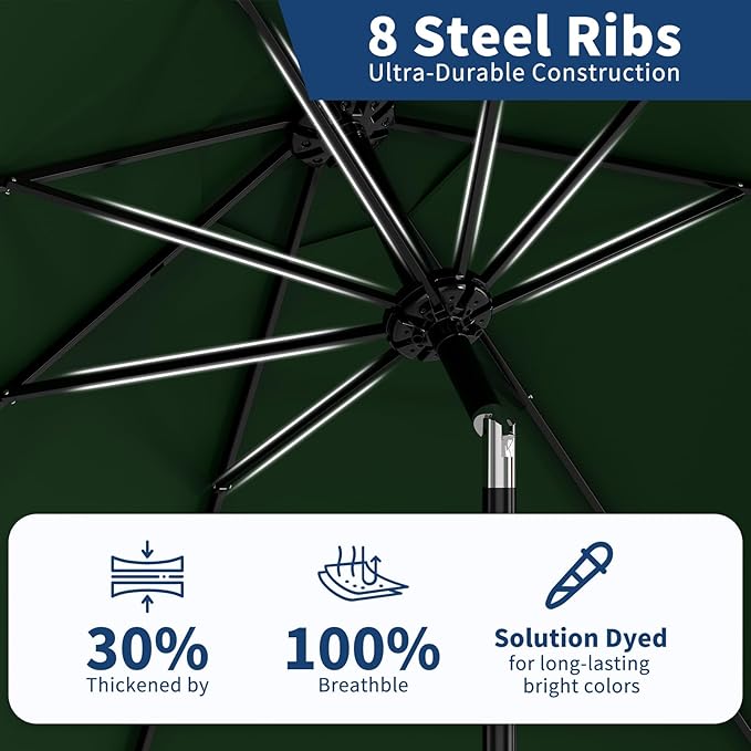 Garvee 9FT Patio Umbrella - Outdoor Table Umbrella with Smooth Crank Lift, Push Button Tilt and 8 Sturdy Ribs - Market Umbrella UV Protection Waterproof for Pool, Deck, Yard, Garden