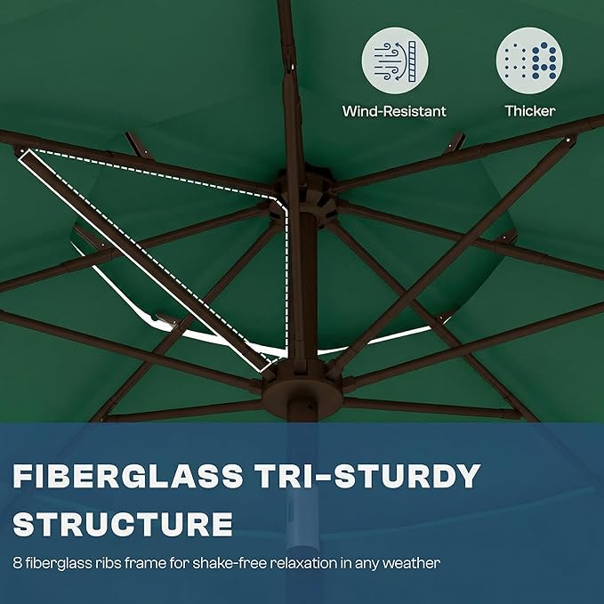 10ft Patio Umbrella, 3 Tier Outdoor Market Table Umbrellas with 8 Fiberglass Ribs and Push Button Tilt, Windproof, Vented Canopy, UV Protection for Deck, Pool, Backyard