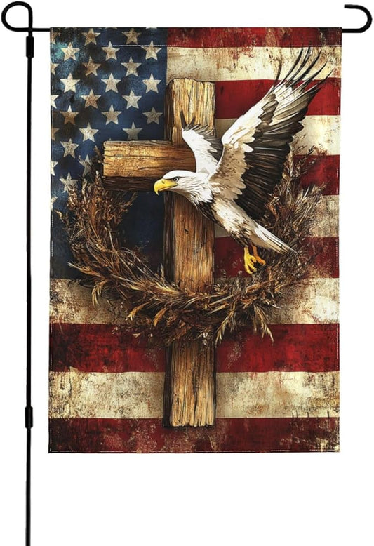 Wreath Garden Flag 12x18 Inch Double Sided All-Weather Polyester Outdoor Flag For Patio Lawn Yard And Garden Welcome Decor